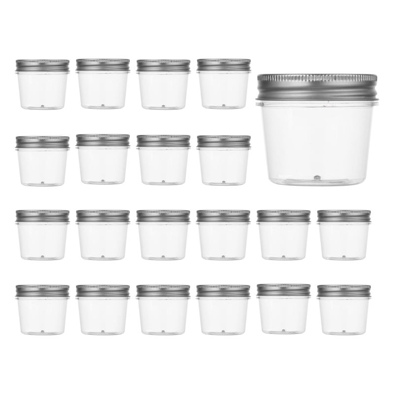 novelinks 4 oz Clear Plastic Jars with Screw-On Lids â€“ Reusable Round Containers for Slime, Food, Spices, Crafts & Kitchen Organization â€“ BPA-Free Storage Jars, 20 Pack - Image 1